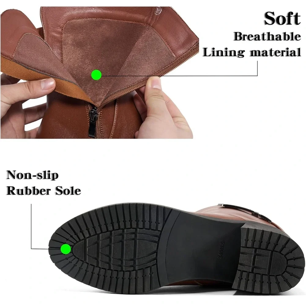Brown Ankle Boots with Side Zipper